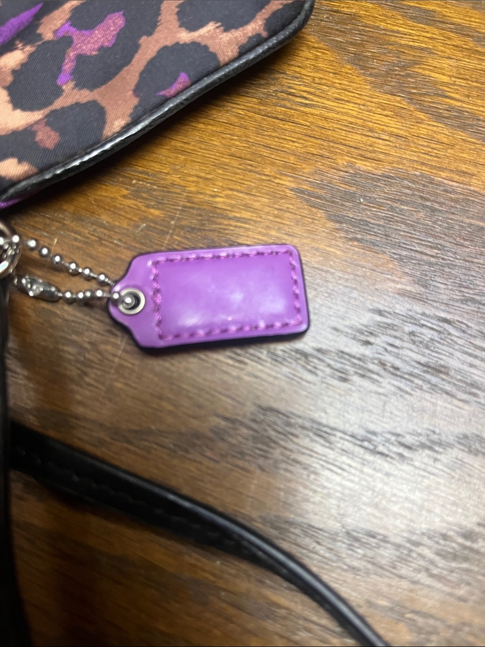 Coach Purple, Black and Brown Leopard Print Wristlet - Picture 3 of 14